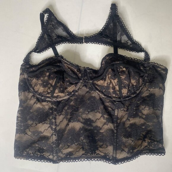 Coquette Cropped Corset Bralette Size‎ S Lace Romantic Sexy Lingerie Bra - Picture 2 of 11